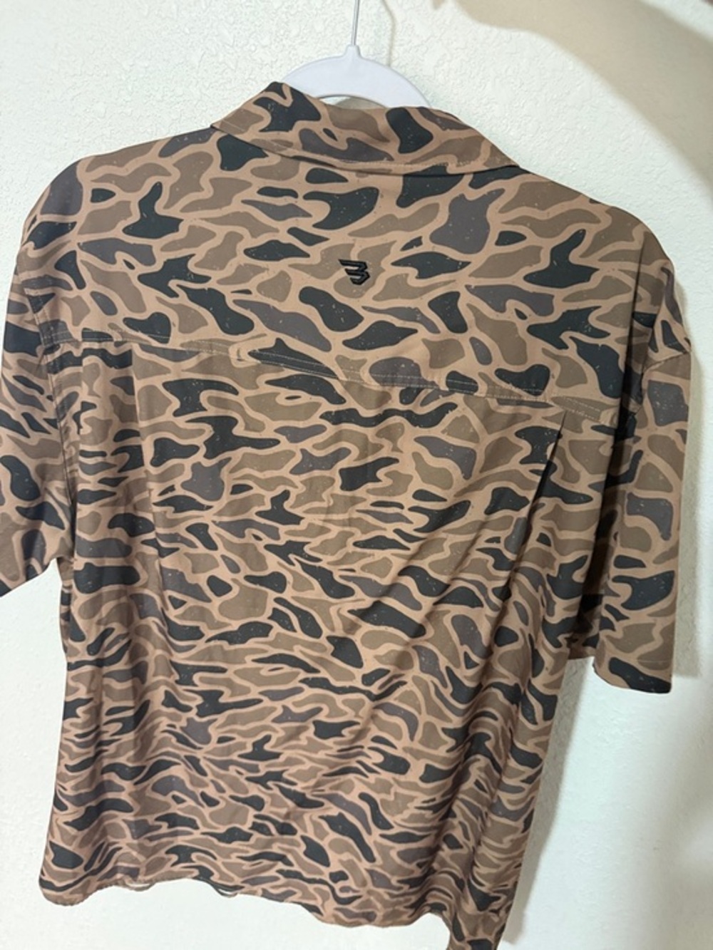 BURLEBO Brown and Black Camouflage Short Sleeve Button-Up Shirt